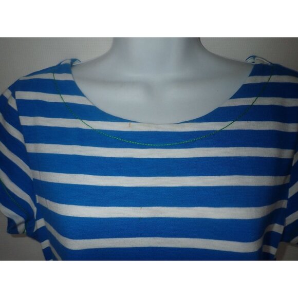 Hatley Blue & White Striped Dress‎ With Zipper Back Women S Preppy Casual Fun - Picture 3 of 7